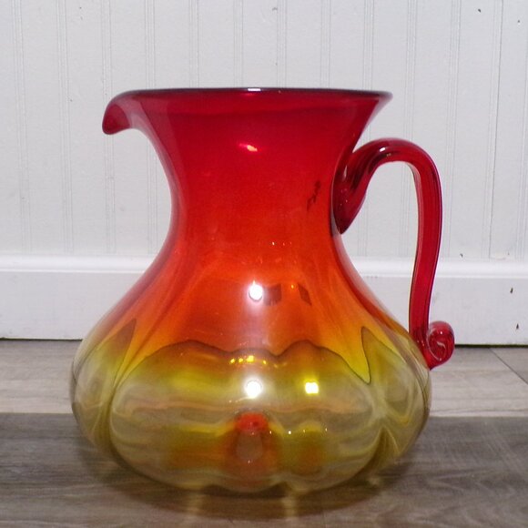 Vintage Blenko Amberina Art Glass Pitcher